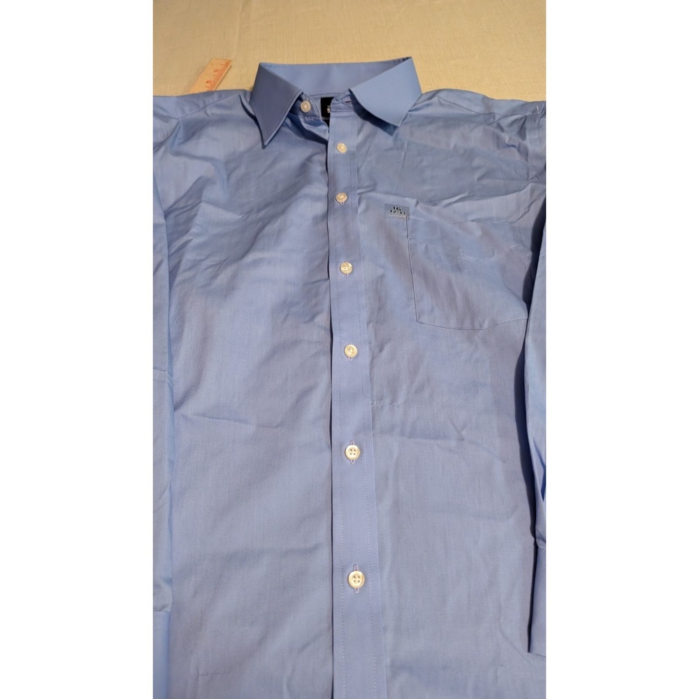 Stafford Regular Fit Large Size 16 32-33 Men's Blue Long Sleeve Travel Shirt